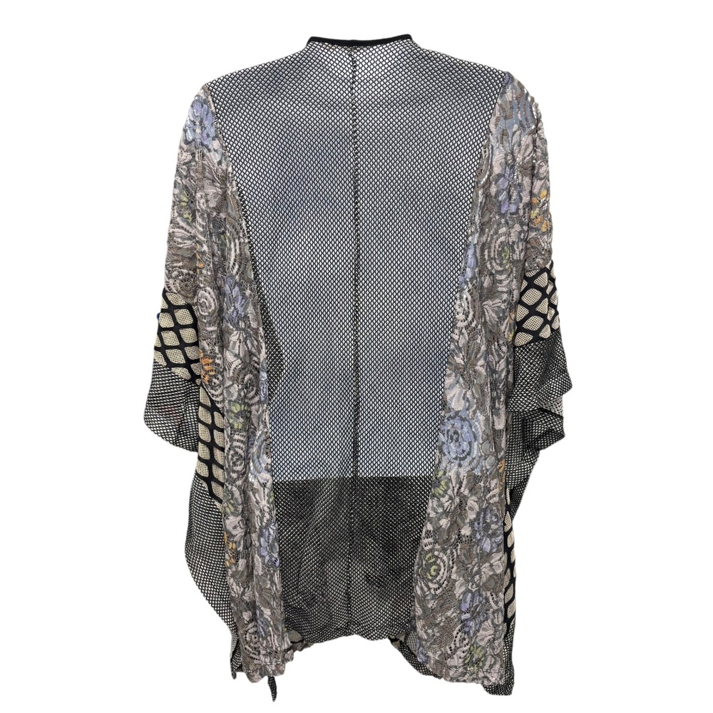 Soft Surroundings Floral Lace Mesh Kimono Wrap Open Front Grey Black One‎ Size - Picture 2 of 8